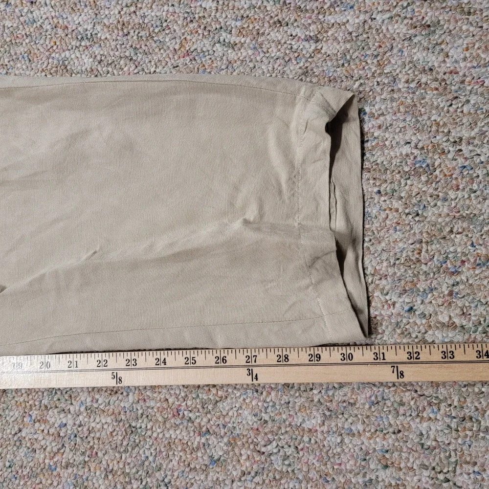 Polo Ralph Lauren Linen Trousers Mens 34x30 Beige Straight Leg Loose Baggy Pants